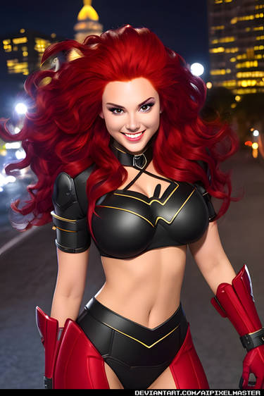 Beautiful Red Haired Supervillain Pinup Babe!