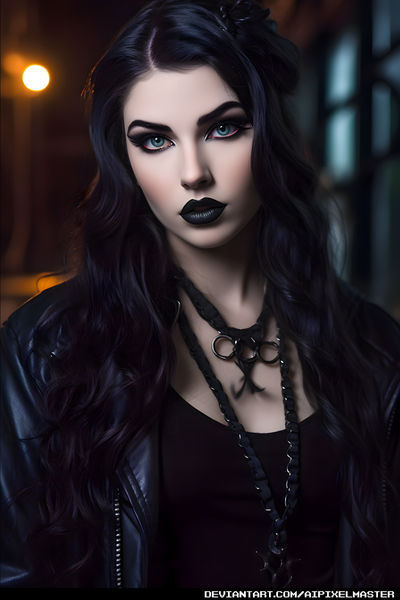Amazing Long Haired Goth Pinup Babe! by aipixelmaster on DeviantArt