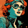 Gorgeous Retro 50's Illustrated Aviator Pinup Babe