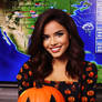 Sexy Smiling Brunette Weather Girl On Halloween!
