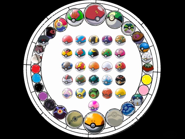 Kingdom Hearts stained glass: Pokeballs