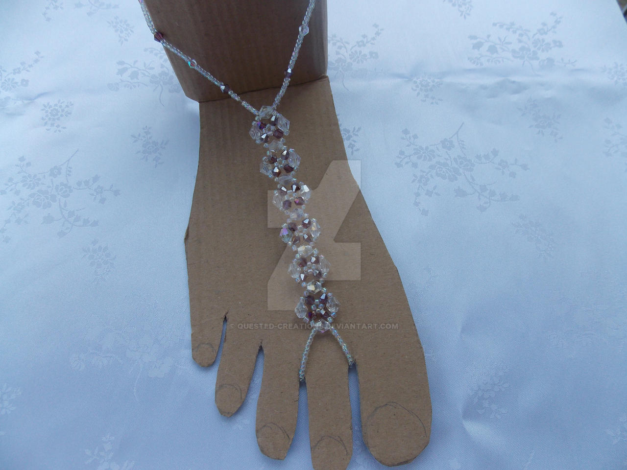 Clear AB and mauve AB toe ring and anklet