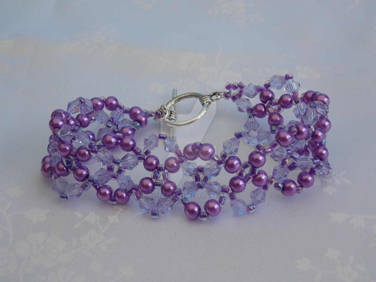 Purple and lilac crossover beads bracelet 224