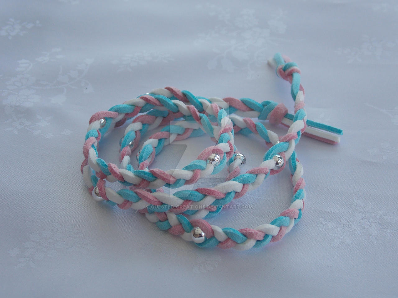 Wraparound suede bracelet pink blue white