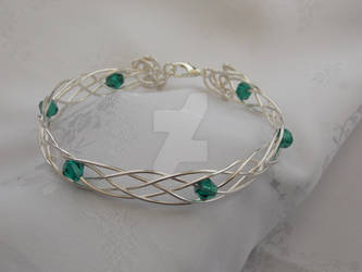 Green and silver Celtic weave bracelet