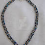 White and blu-ray beaded V necklace 369a