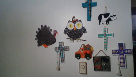 Part 1 of crosses and animals grandmother painted