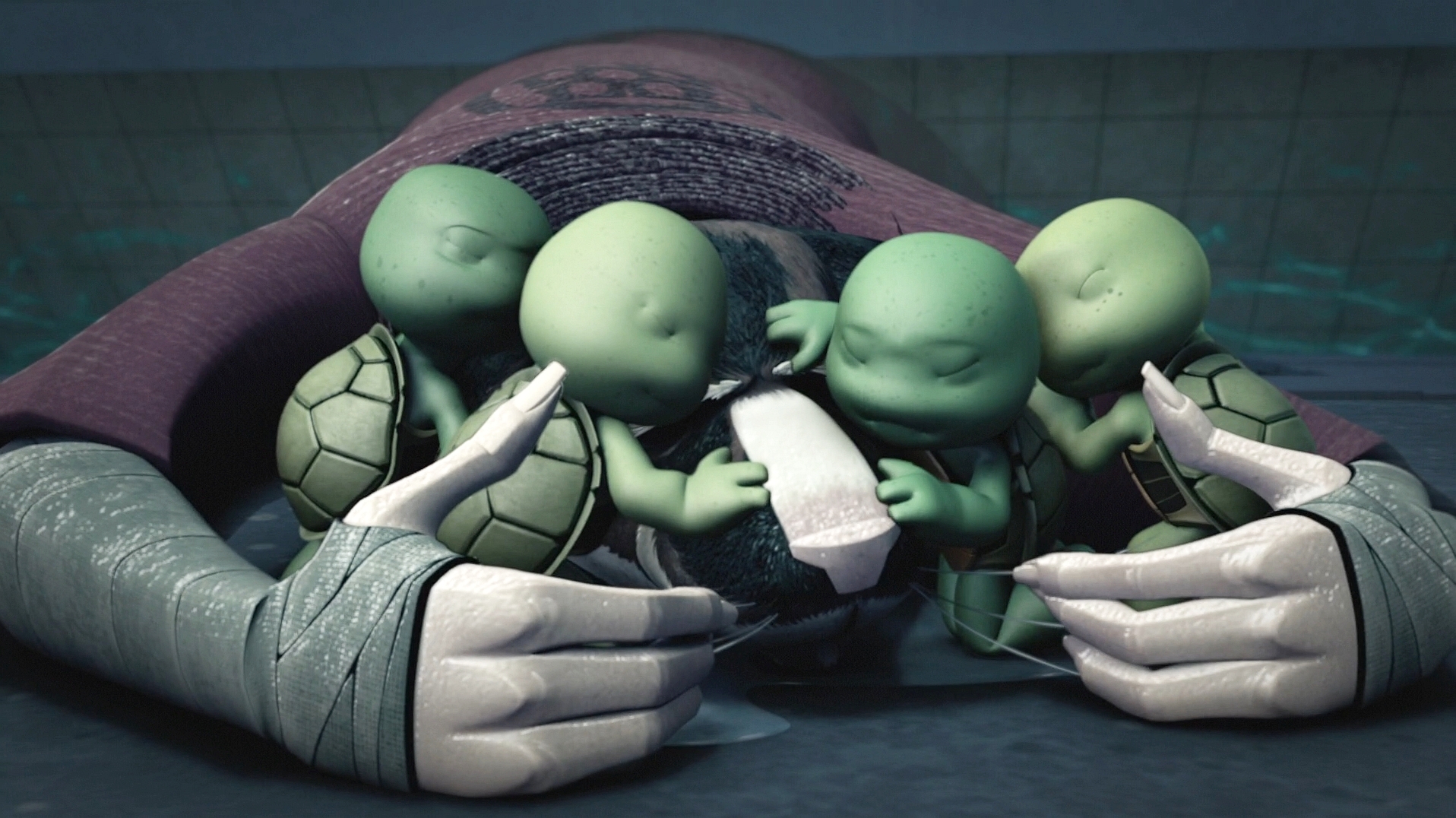 Splinter Hug TMNT2012-Baby Turtles Splinter 3 by GiuseppeDiRosso on DeviantArt