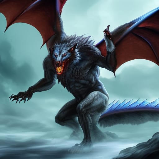 large werewolf with dragon wings by GiuseppeDiRosso on DeviantArt