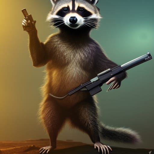 Weaponized Raccoon anthropomorphic raccoon carrying gun by GiuseppeDiRosso on DeviantArt