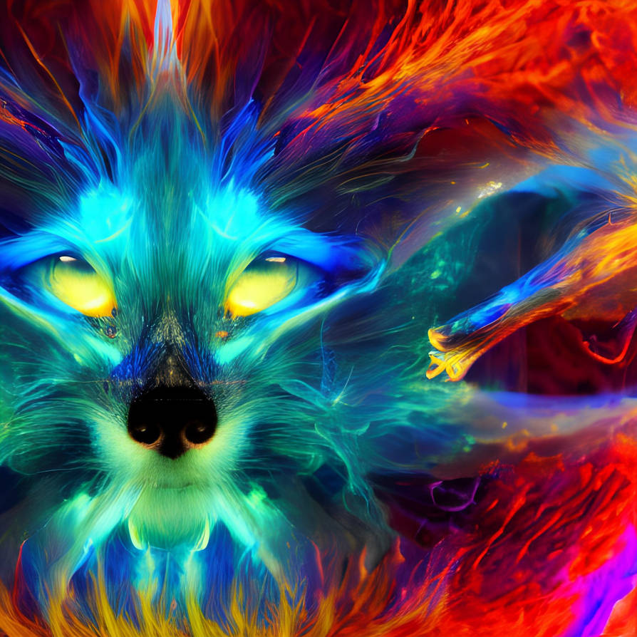 blue flame fox fire, psychedelic by GiuseppeDiRosso on DeviantArt