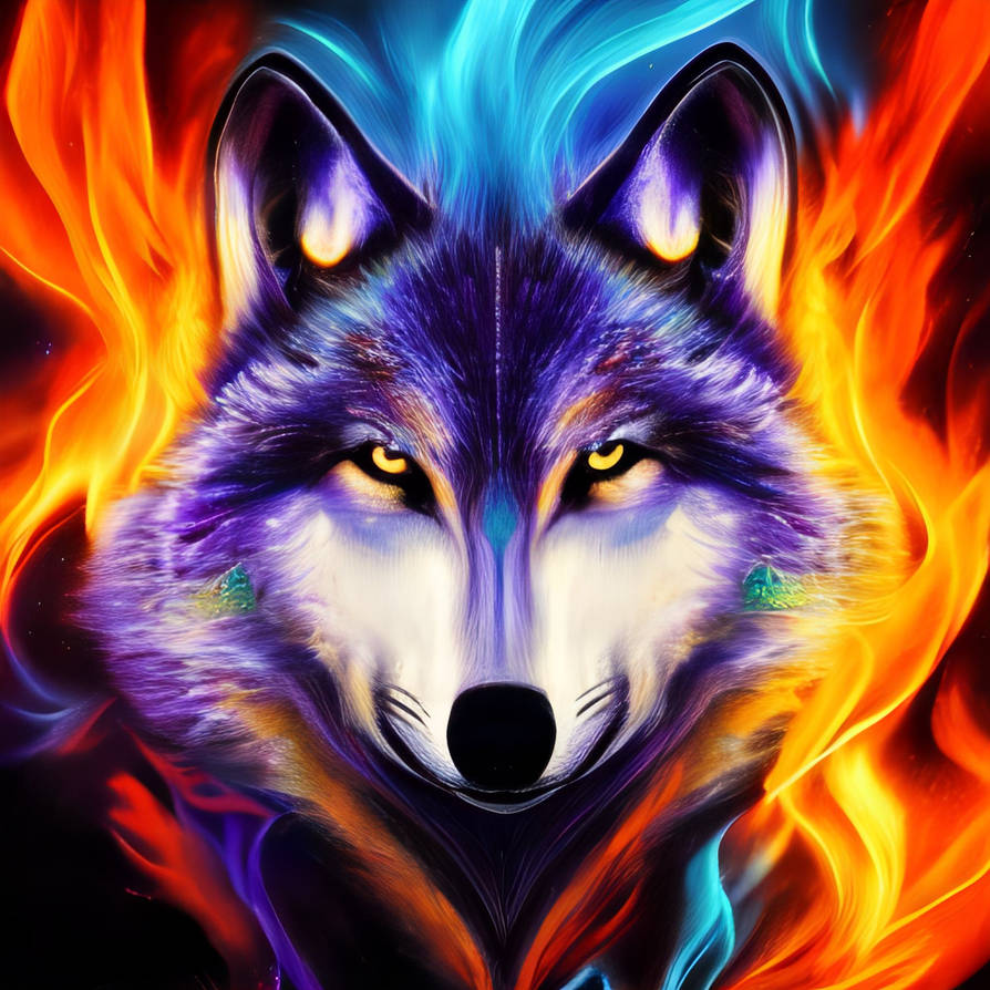 Purple Blue Flame Anthropomorphic Wolf Fire By Giuseppedirosso On