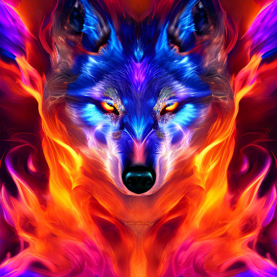 Purple Blue Flame Wolf Fire Psychedelic By Giuseppedirosso On Deviantart