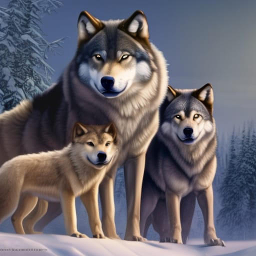 a portrait gray wolves with two wolf cubs by GiuseppeDiRosso on DeviantArt