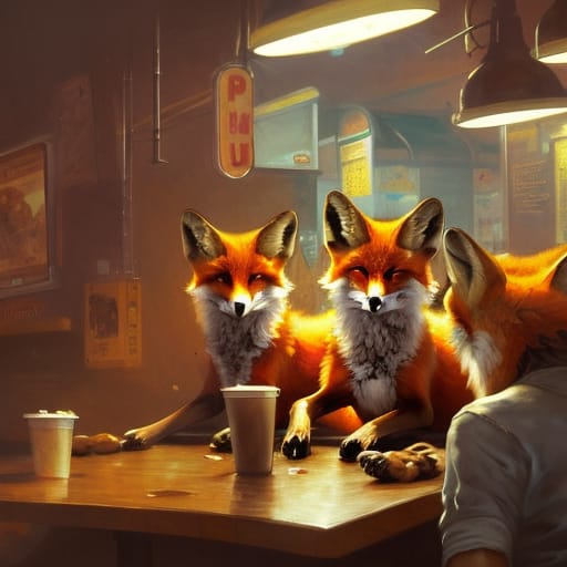 foxes at a pizza shop by GiuseppeDiRosso on DeviantArt
