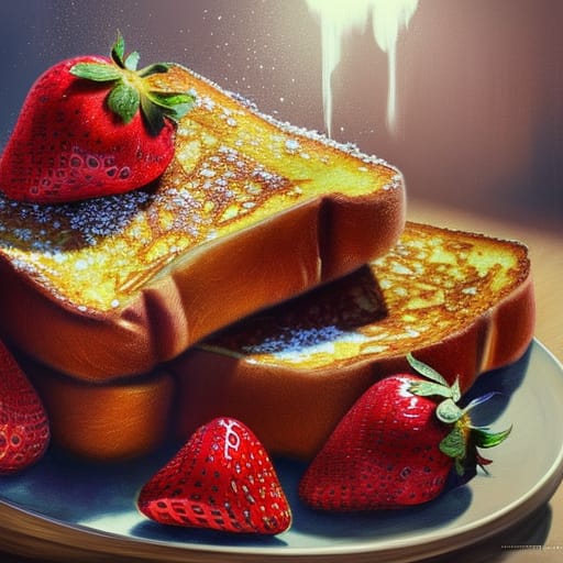 a stack of french toast with strawberries by GiuseppeDiRosso on DeviantArt