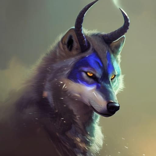 blue wolf with horns and blue face paint by GiuseppeDiRosso on DeviantArt