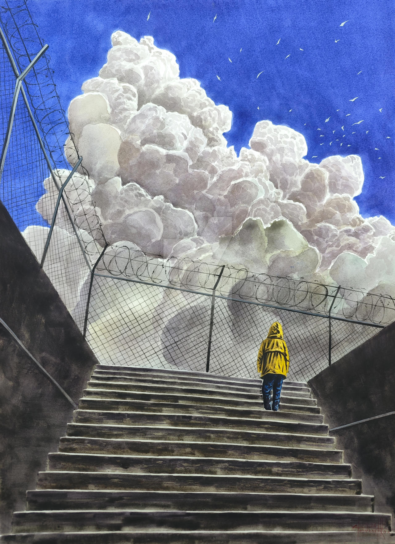 Behind the fence