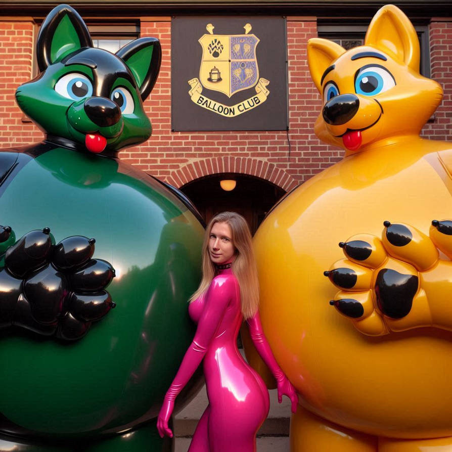 pink girl with inflatable wolf and inflatble nick by Aiballoonboy11 on ...