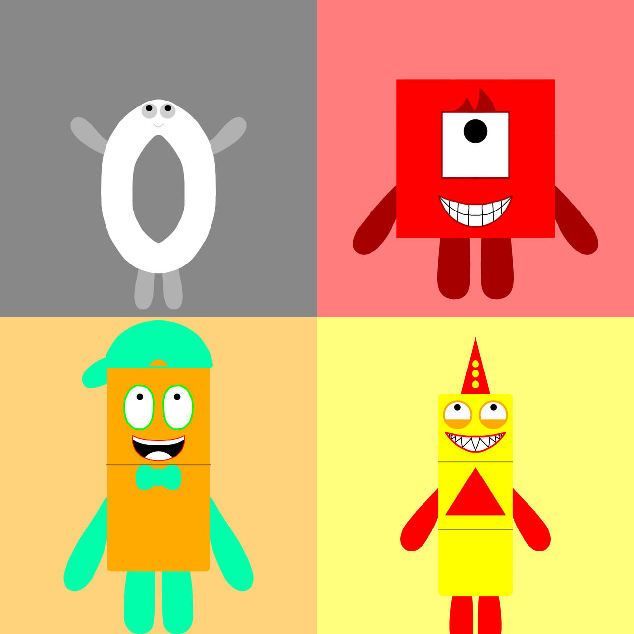Fanmade numberblocks 0, 1, 2 and 3!!! by December24thDA on DeviantArt