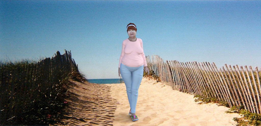 Granny on beach