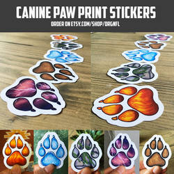 Canine pawprint stickers - nature elements