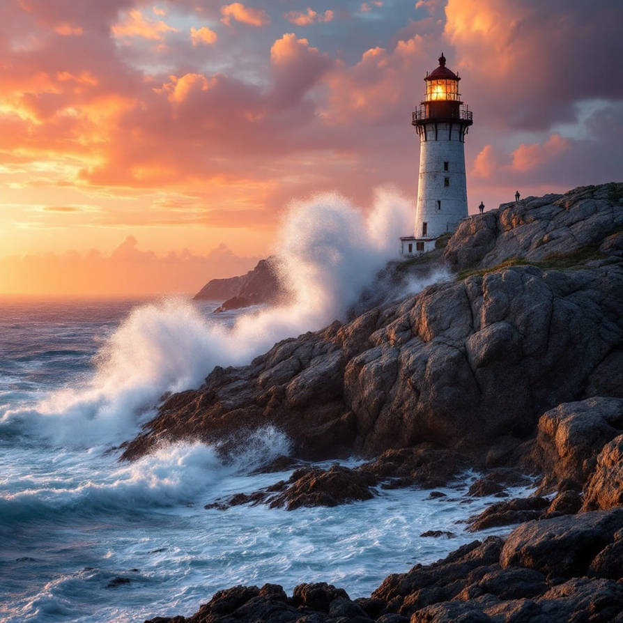 Lighthouse on Rocks by Lencarol on DeviantArt