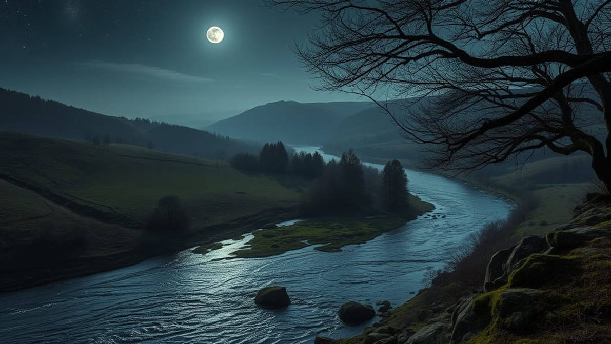 Night Time River Scene by Lencarol on DeviantArt