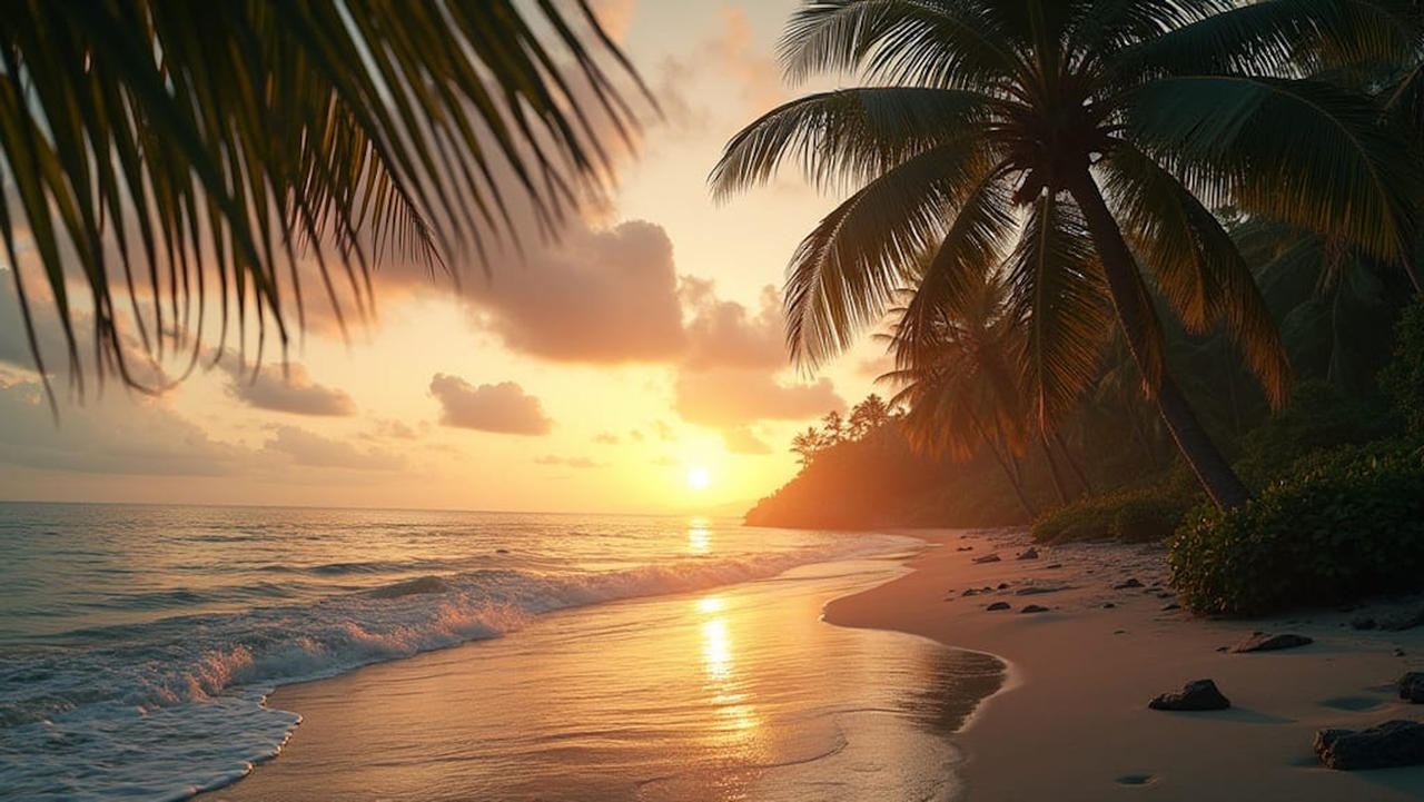 Tropical Beach at Sunrise by Lencarol on DeviantArt