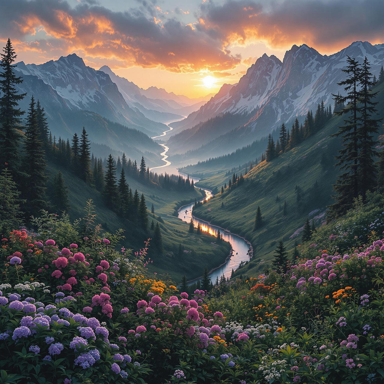 Sunrise over the Mountains by Lencarol on DeviantArt