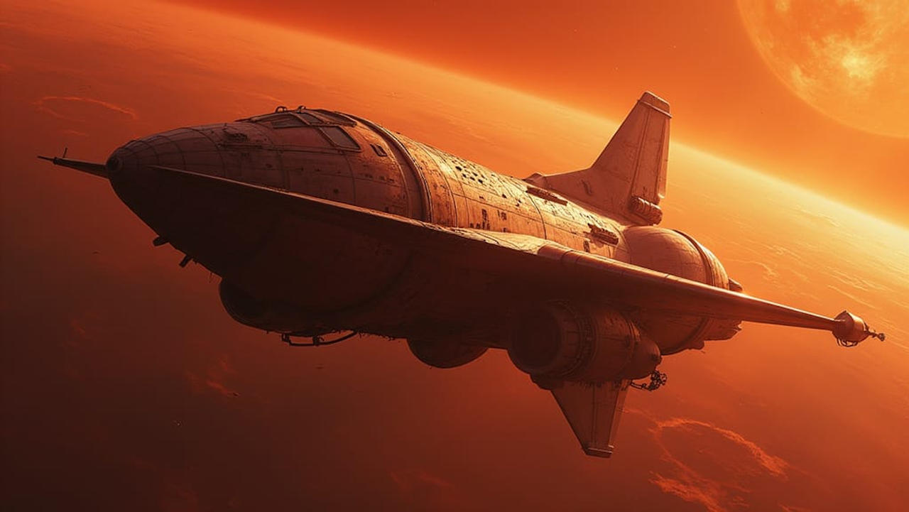 Rocketship orbitting a Red Planet by Lencarol on DeviantArt