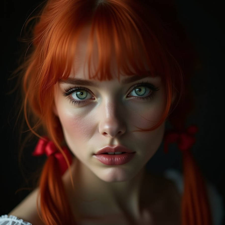 Redhead with ribbons in her hair by Lencarol on DeviantArt