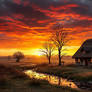 Thatched Cottage beside a Stream