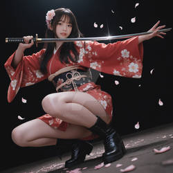 Samurai, girl, katana, kimono