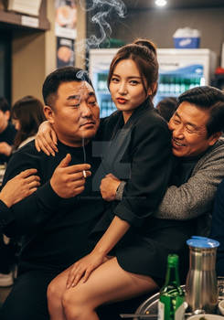 My wife, first company dinner, overnight stay