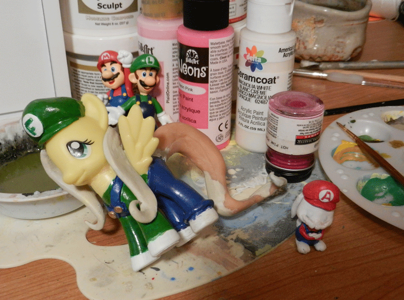 Fluttershy and Angel - Mario and Luigi - WIP_step2