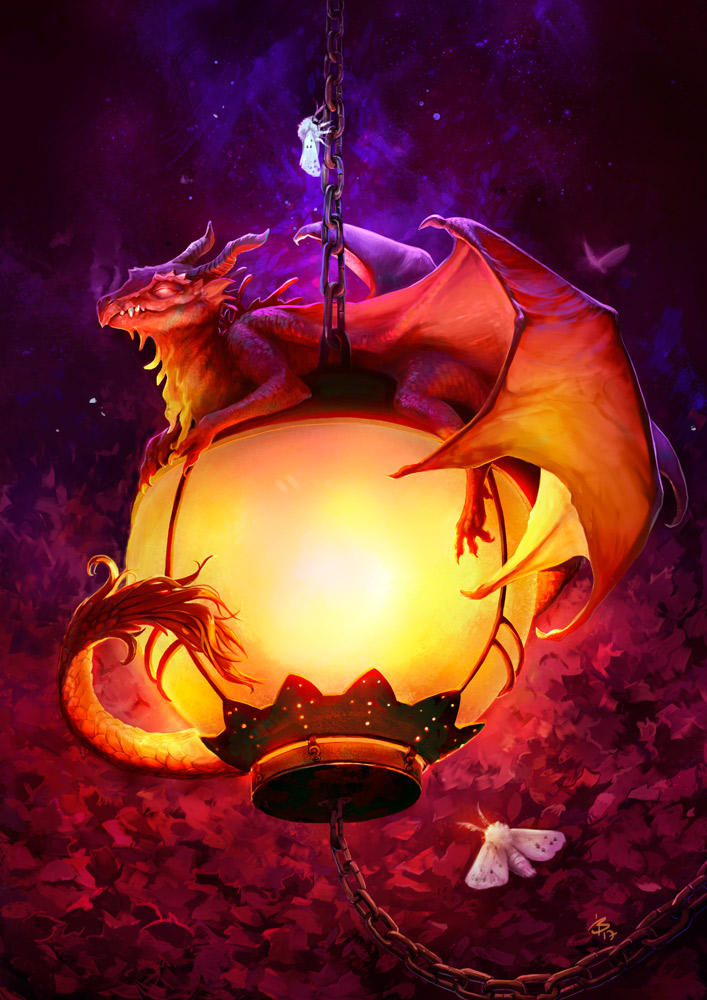 Dragon on a lamp by engelszorn