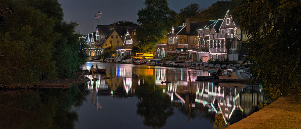 Boathouse Row from the canal