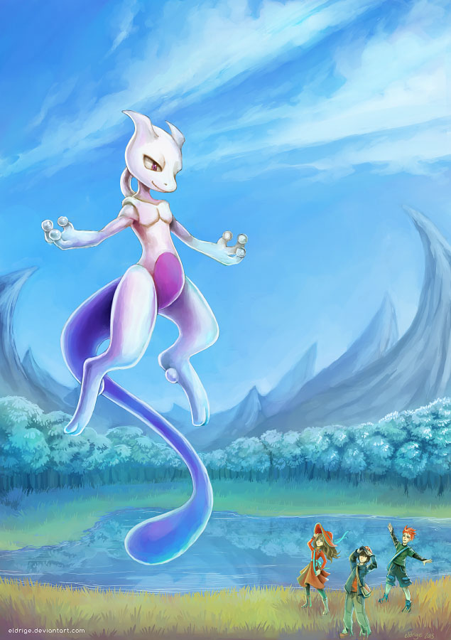 All0412 ✪ on X: Pokémon Commission: Mewtwo with makeup #Pokemon25 #Mew  #Celebi #FanArt  / X