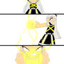 Xiena attacking with her thunder energy