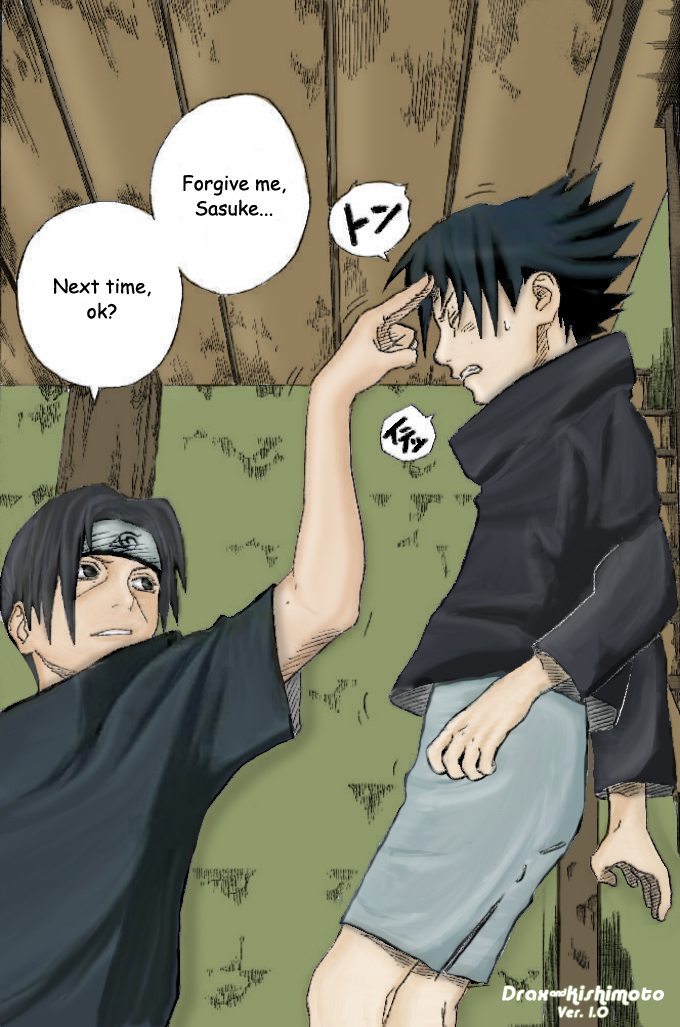 Itachi pokes Sasuke