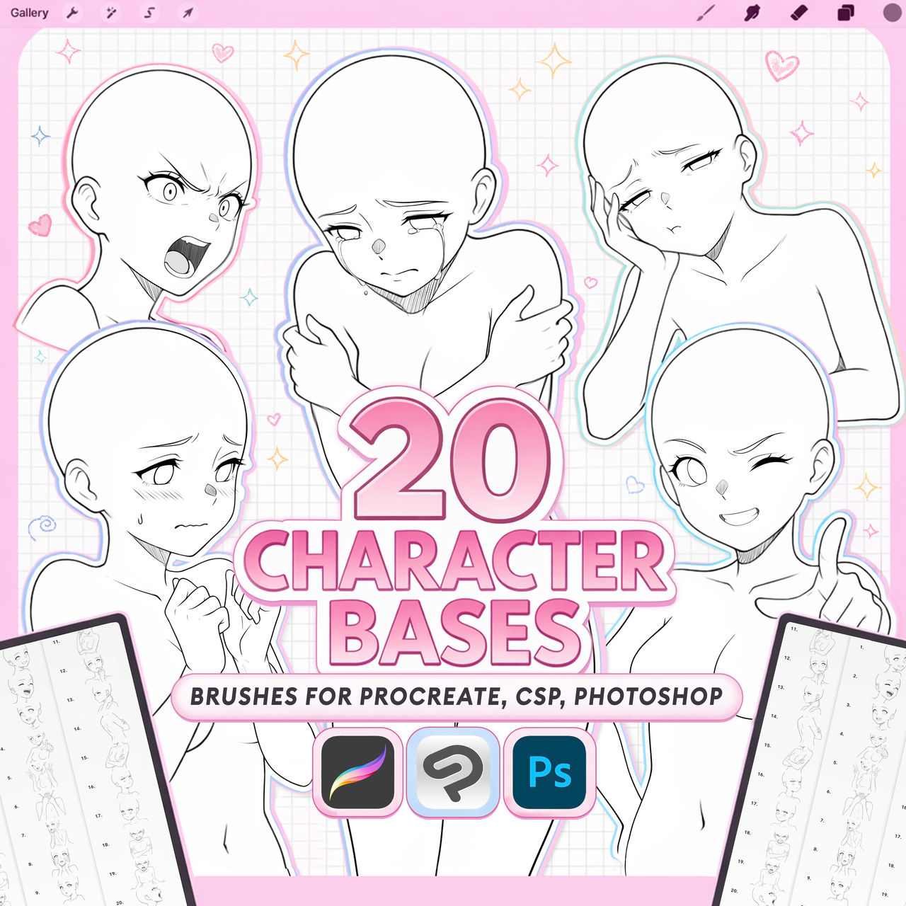 Character Line Up Base Free Character Base Pack for Procreate, Pose by stasproart on DeviantArt