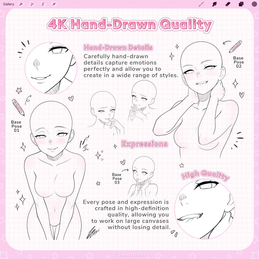 Base Form Character Free Character Base Pack for Procreate, Pose by stasproart on DeviantArt