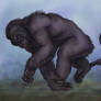 Koba chased by bonobos