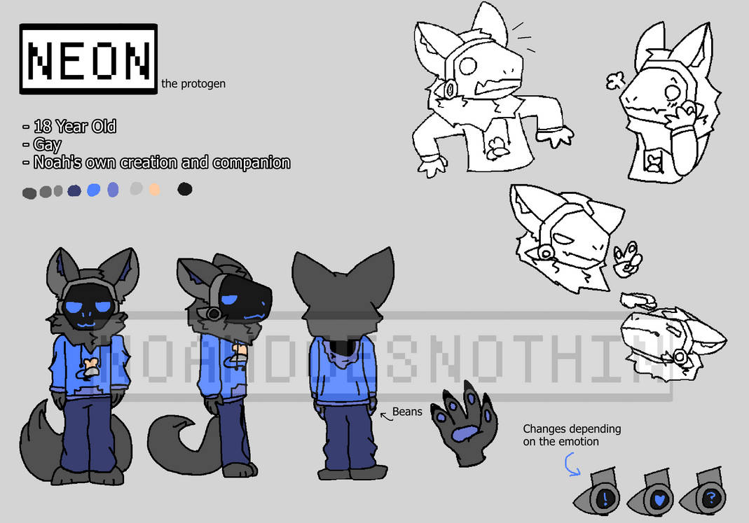 (Updated) Neon the Protogen ref sheet by Noahdrawssomestuff on DeviantArt
