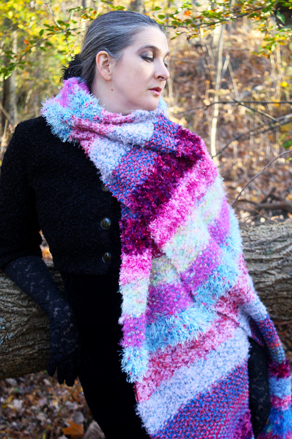 Pink and Blue Scarf - Sunrise Colourway