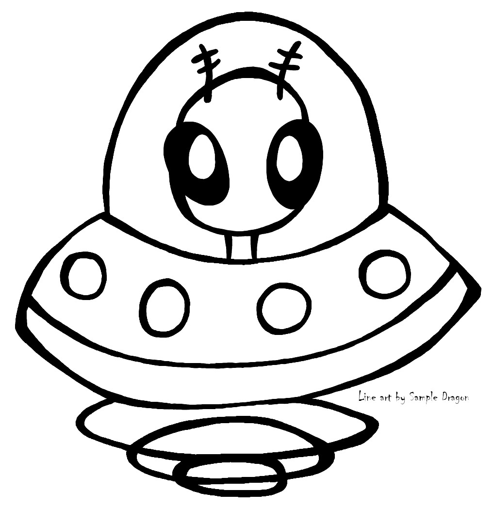 Desenho para colorir de Chibi Alien · Creative Fabrica
