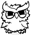 Chibi Grumpy Owl Black and White Free2Use by SampleDragon