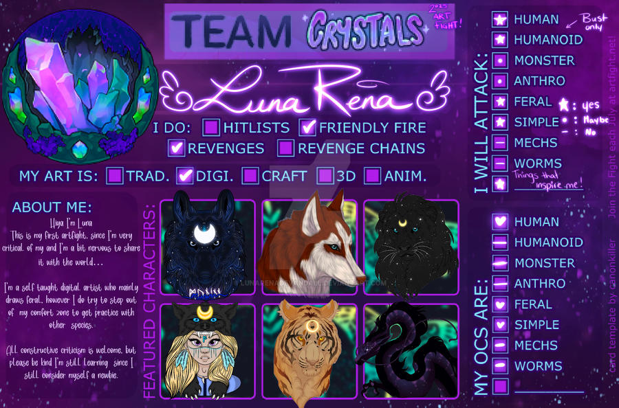 Artfight 2025 Team Crystal by LunaRenaDeVandall on DeviantArt
