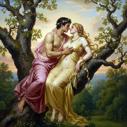 Cupid and Psyche--Lover's embrace